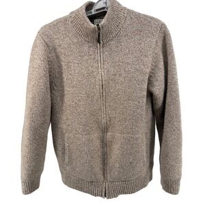 L.L. Bean Classic Ragg Wool Full Zip Flannel Lined Sweater Tan‎ Men's L REG